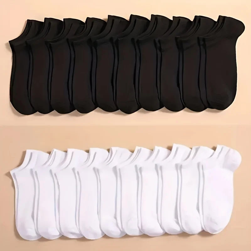 10-60 Pairs Unisex Solid Color Socks | Soft Breathable Cotton Crew Socks Bulk Pack
