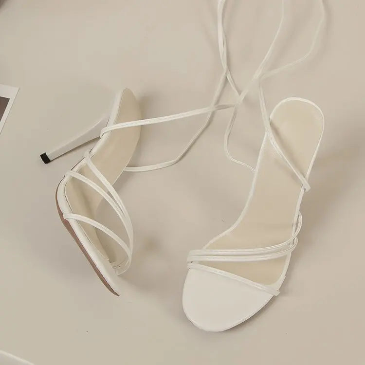 Women's Sexy Crisscross Strappy Stiletto Heels Round Toe Sandals Summer Party 2025