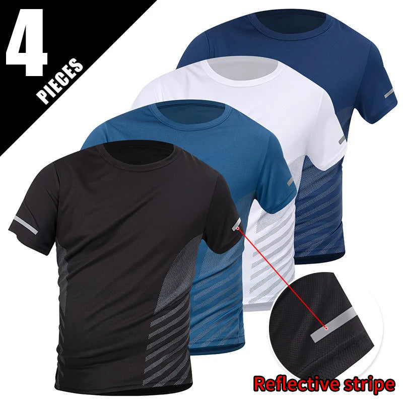 Men's Plus Size Gradient Quick-Dry Short Sleeve T-Shirt - Loose Fit Athletic Tee for Running, Fitness, Gym, Football & Basketball - 1/4/6 Pack