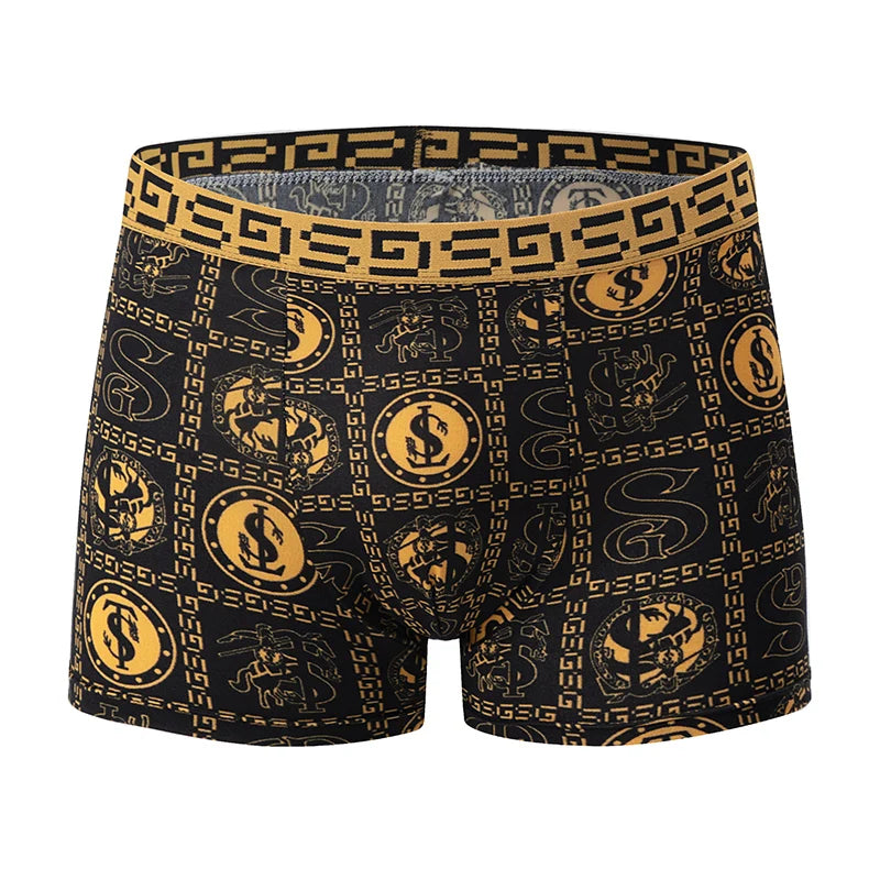 5-Pack Black Gold Men's Boxer Briefs – Quick-Dry Breathable Trendy Underwear