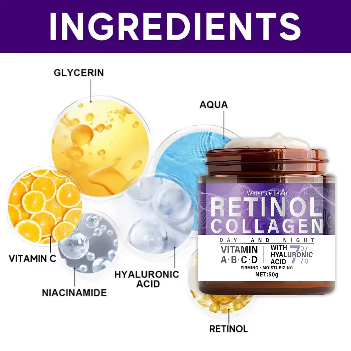 Collagen Retinol Niacinamide Cream 50g – Firming Day & Night Moisturizer