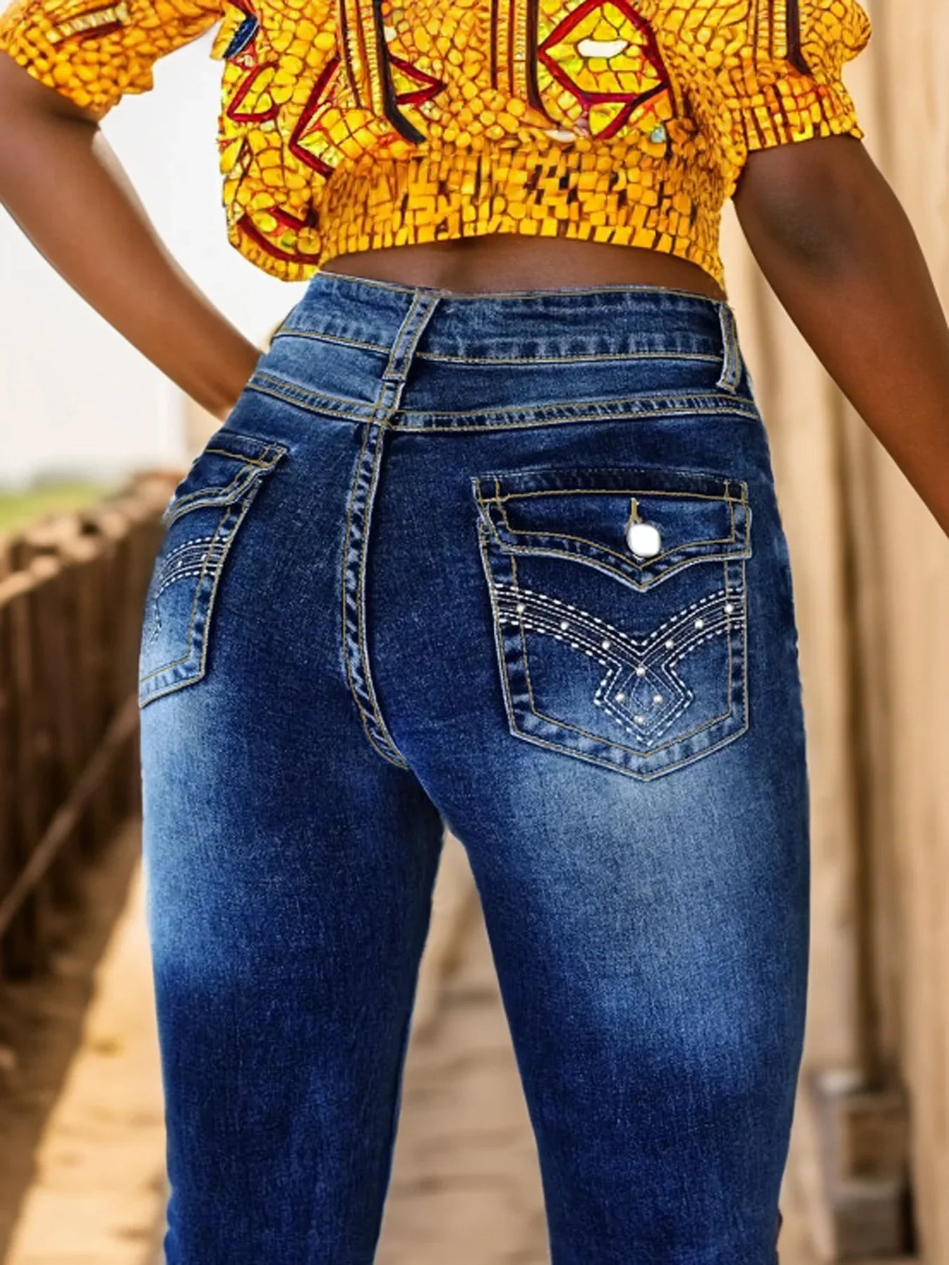 Women's Mid Waist Flare Jeans - Washed Distressed Denim Bell Bottom Pants Vintage Embroidered Pocket Streetwear Autumn 2025 Trendy Trousers