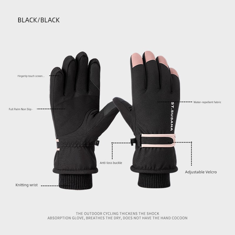 Women's Waterproof Ski Gloves - Fleece Lined Touchscreen Warm Thickened Windproof Snowboarding Snow Gloves Winter Cold Weather