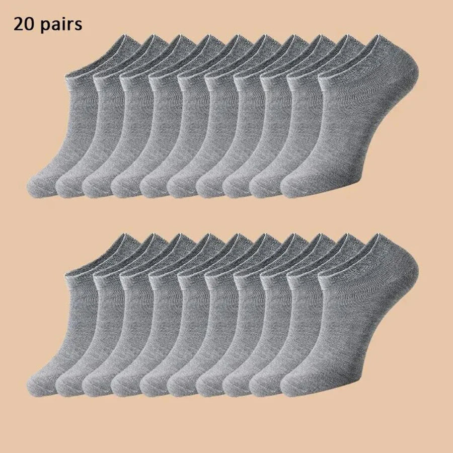 10/12/20/40 Pairs Men's Ankle Socks Solid Color Low Cut Boat Socks Non-Pilling Breathable