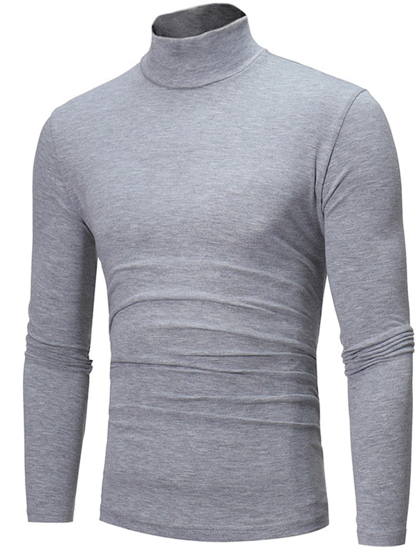 Women's Slim Fit Half High Neck Long Sleeve Top - Solid Color Pure Comfort Tee