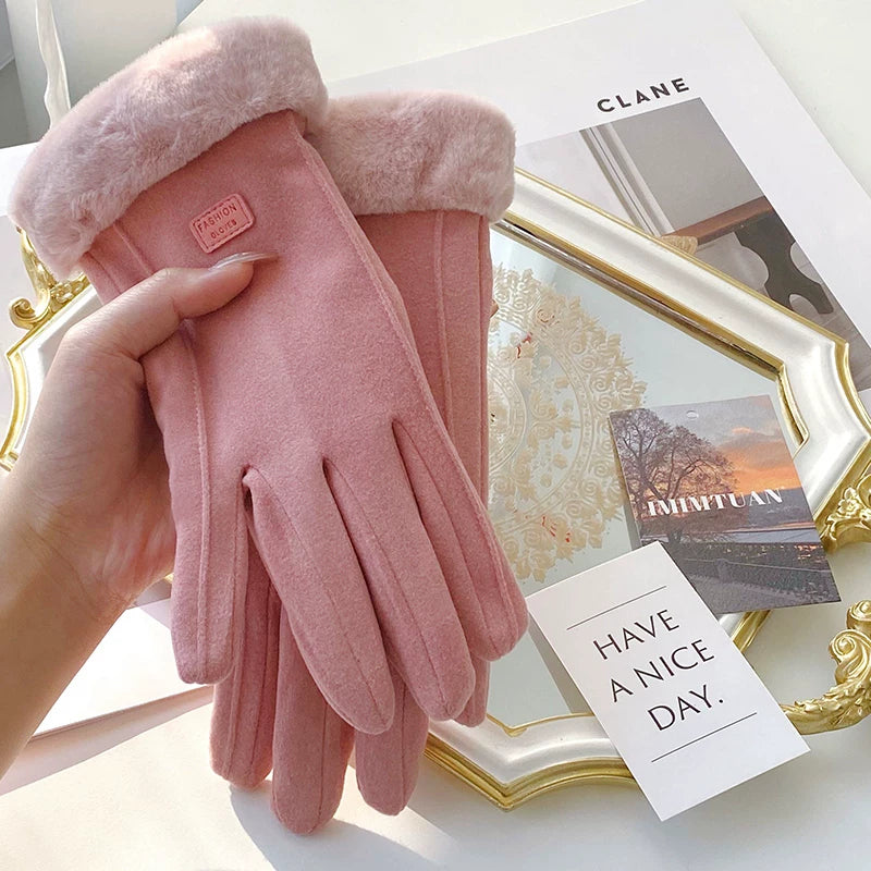 Unisex Winter Fleece Lined Windproof Gloves Electric Bike Motorcycle Couple Warm