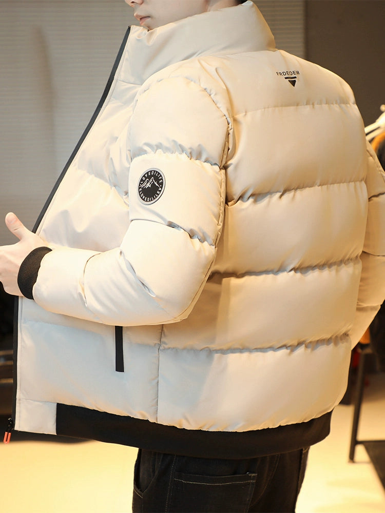 Men's Winter Down Jacket 2025 - Thickened Puffer Coat Loose Fit Stand Collar Warm Cotton Blend Outwear