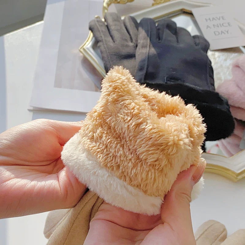 Unisex Winter Fleece Lined Windproof Gloves Electric Bike Motorcycle Couple Warm