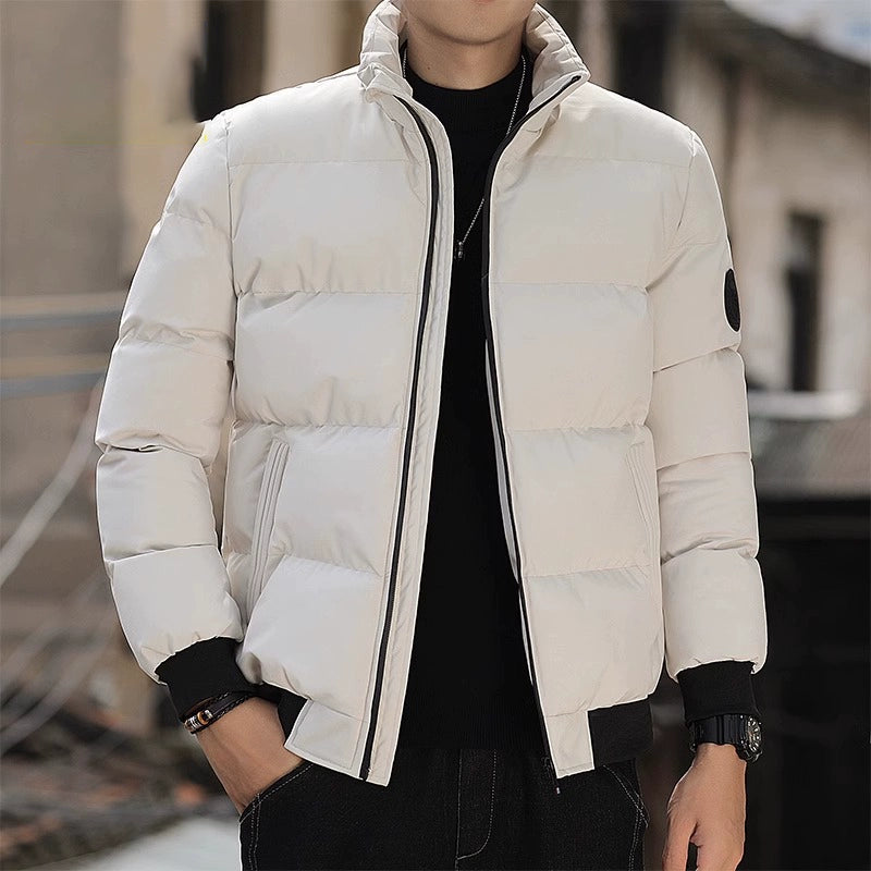 Men's Winter Down Jacket 2025 - Thickened Puffer Coat Loose Fit Stand Collar Warm Cotton Blend Outwear