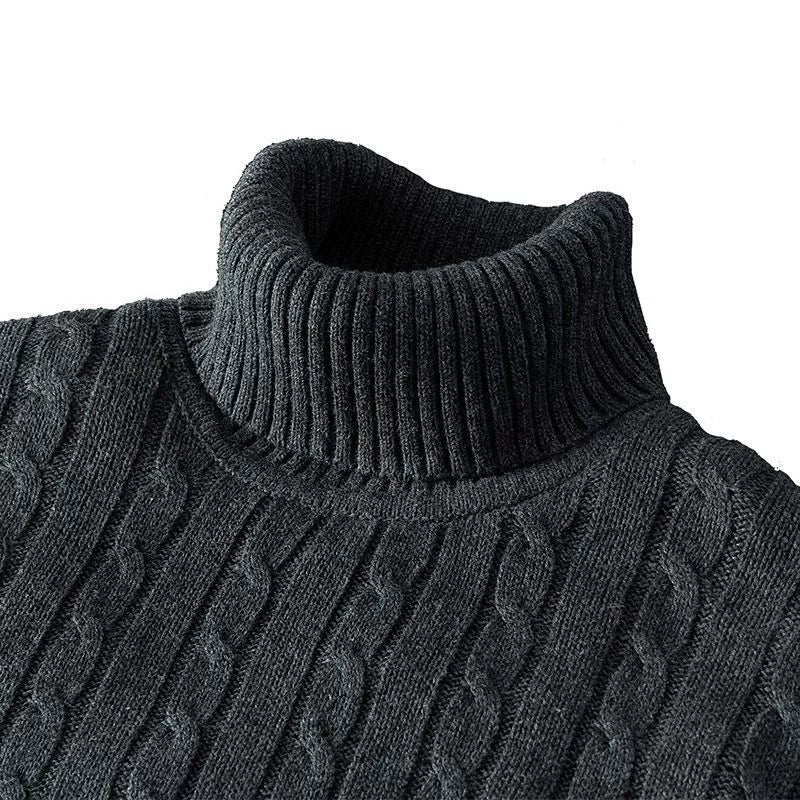 Men's Thick Cotton Turtleneck Sweater - Warm Autumn Winter Pullover for Stylish Comfort