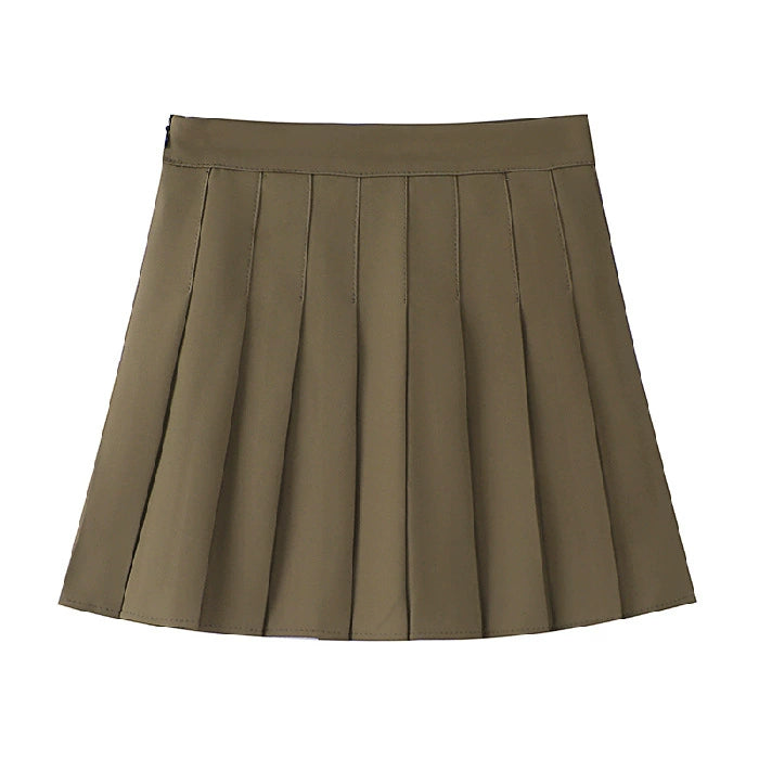 Women's Super Short Pleated Mini Skirt with Built-in Shorts - Sexy JK Style Lined Pantskirt Hot Girl Fashion