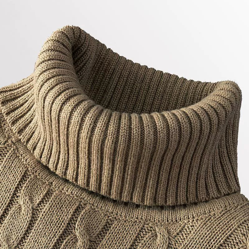 Men's Thick Cotton Turtleneck Sweater - Warm Autumn Winter Pullover for Stylish Comfort