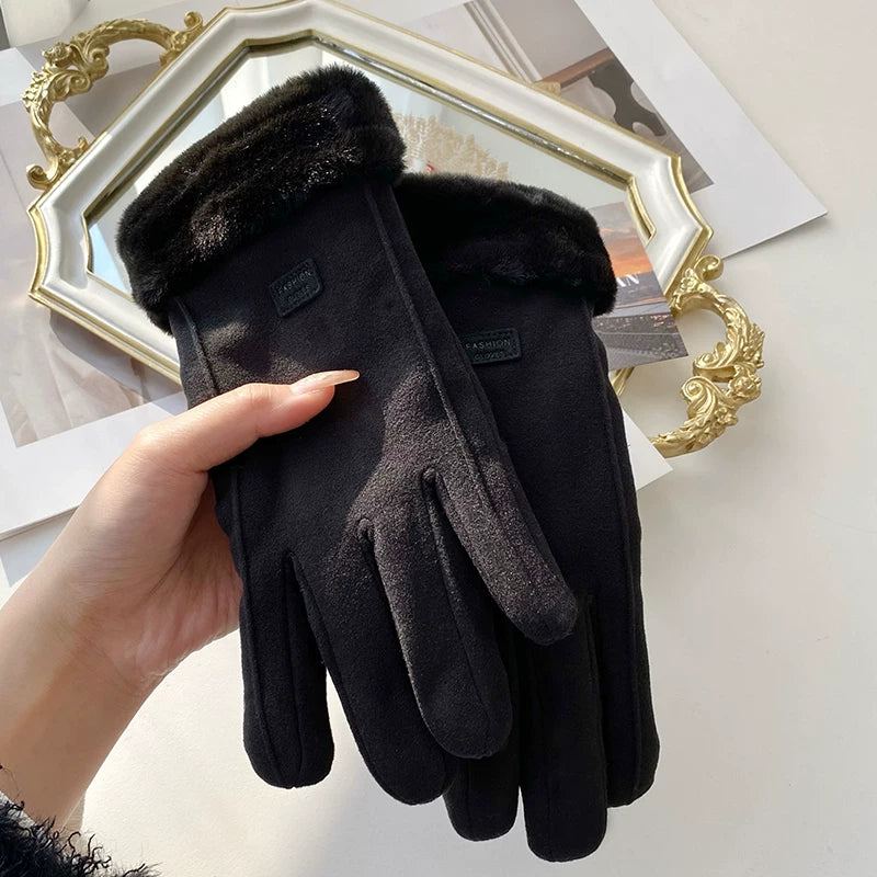 Unisex Winter Fleece Lined Windproof Gloves Electric Bike Motorcycle Couple Warm