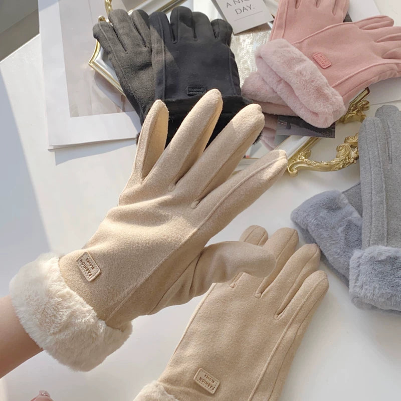 Unisex Winter Fleece Lined Windproof Gloves Electric Bike Motorcycle Couple Warm