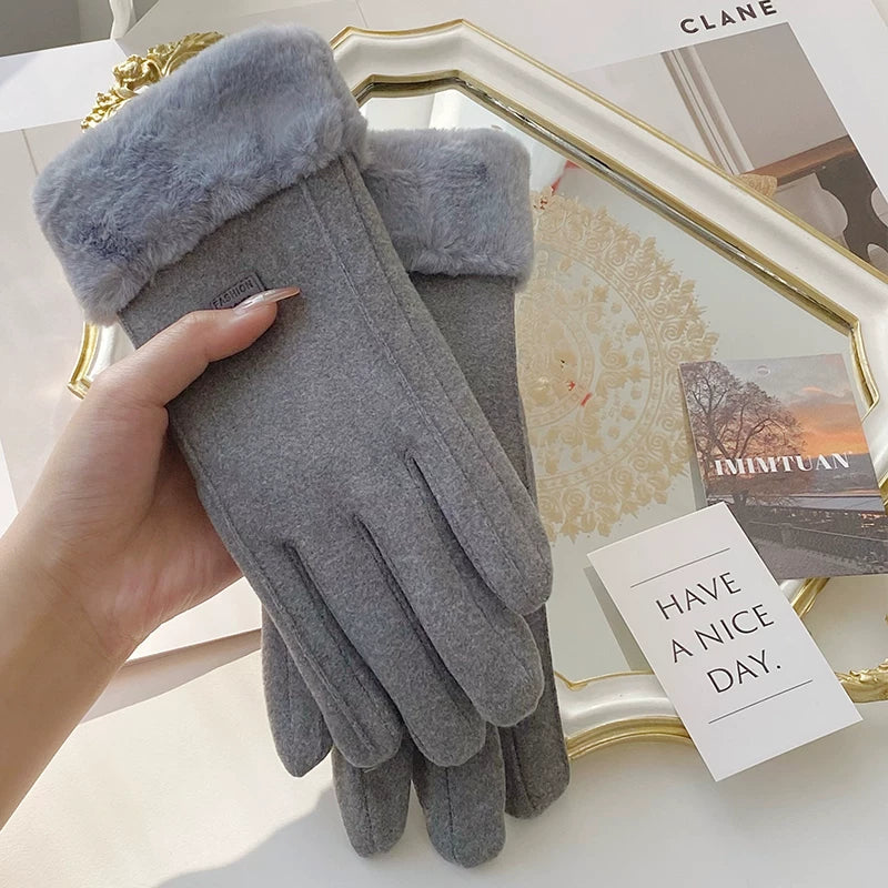 Unisex Winter Fleece Lined Windproof Gloves Electric Bike Motorcycle Couple Warm