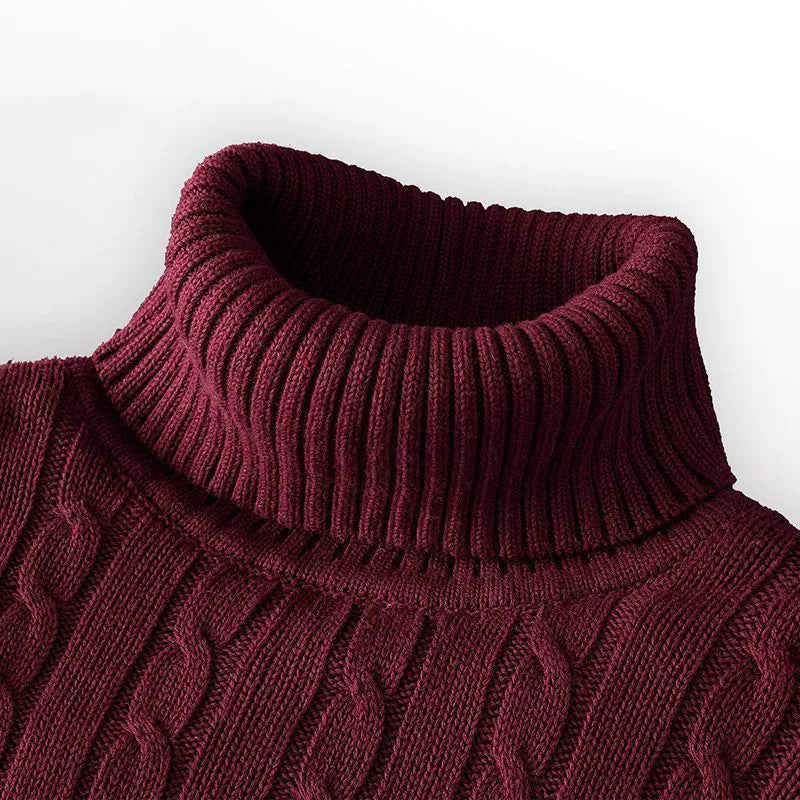 Men's Thick Cotton Turtleneck Sweater - Warm Autumn Winter Pullover for Stylish Comfort