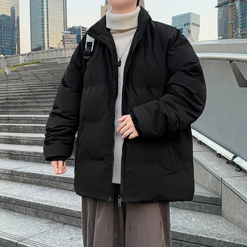 Men's Winter Down Jacket 2025 - Thickened Puffer Coat Loose Fit Stand Collar Warm Cotton Blend Outwear