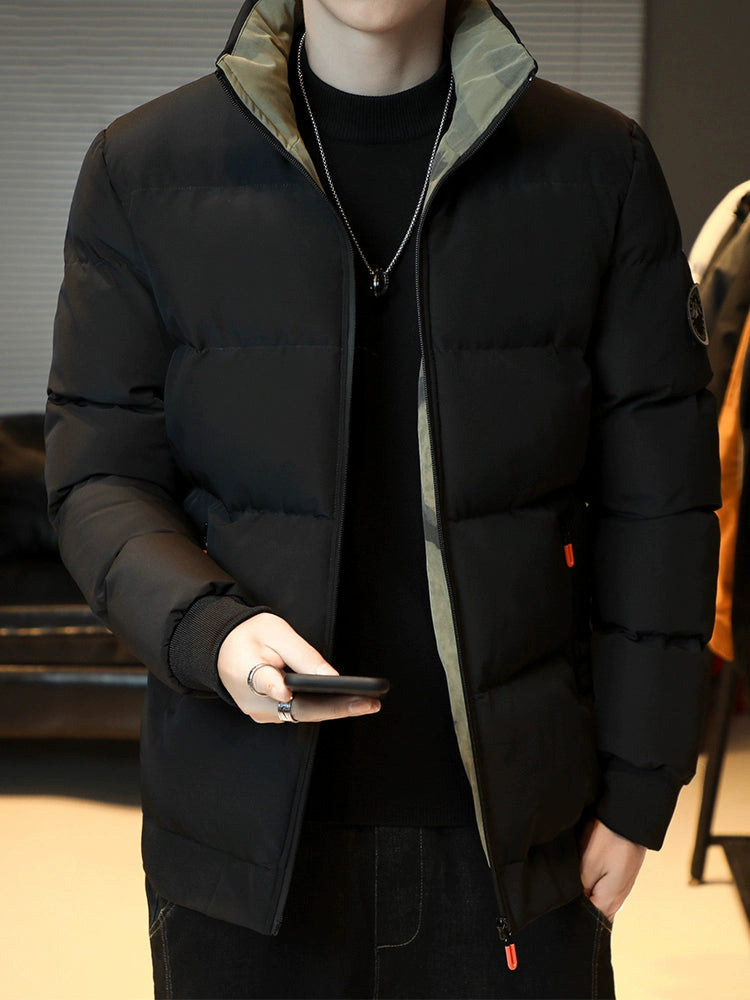 Men's Winter Down Jacket 2025 - Thickened Puffer Coat Loose Fit Stand Collar Warm Cotton Blend Outwear