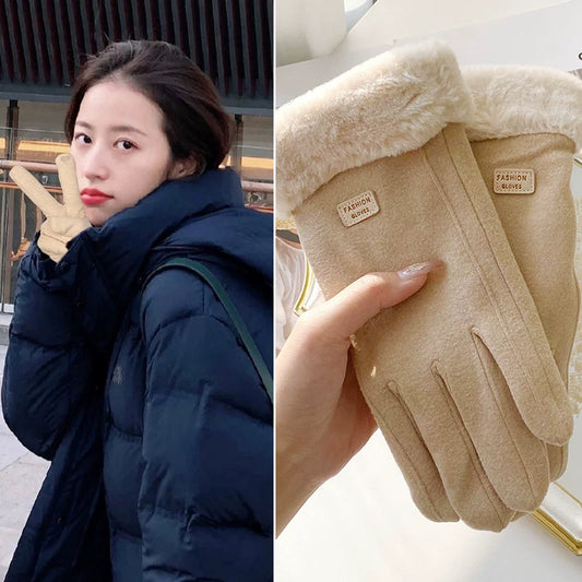 Unisex Winter Fleece Lined Windproof Gloves Electric Bike Motorcycle Couple Warm