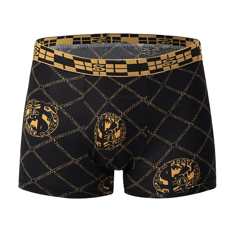 5-Pack Black Gold Men's Boxer Briefs – Quick-Dry Breathable Trendy Underwear