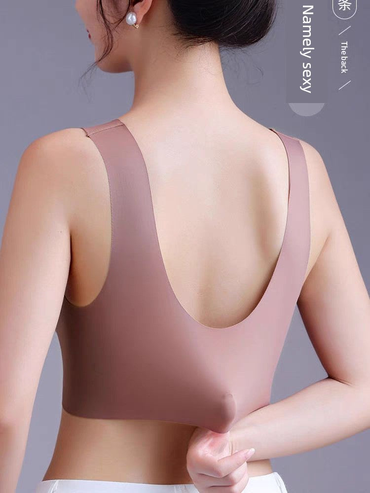 Wireless Push Up Lace Bra for Women - Seamless Beautiful Back Vest with Wide Straps No Underwire Comfort Lift