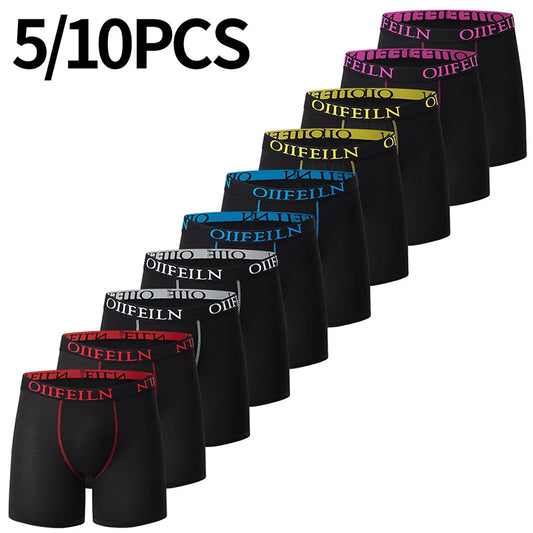 4/5/10 Pcs Fashionable Men's Long Underwear Casual Boyshort Youth Sports Shorts Comfortable Breathable Stretch Shorts Underwear