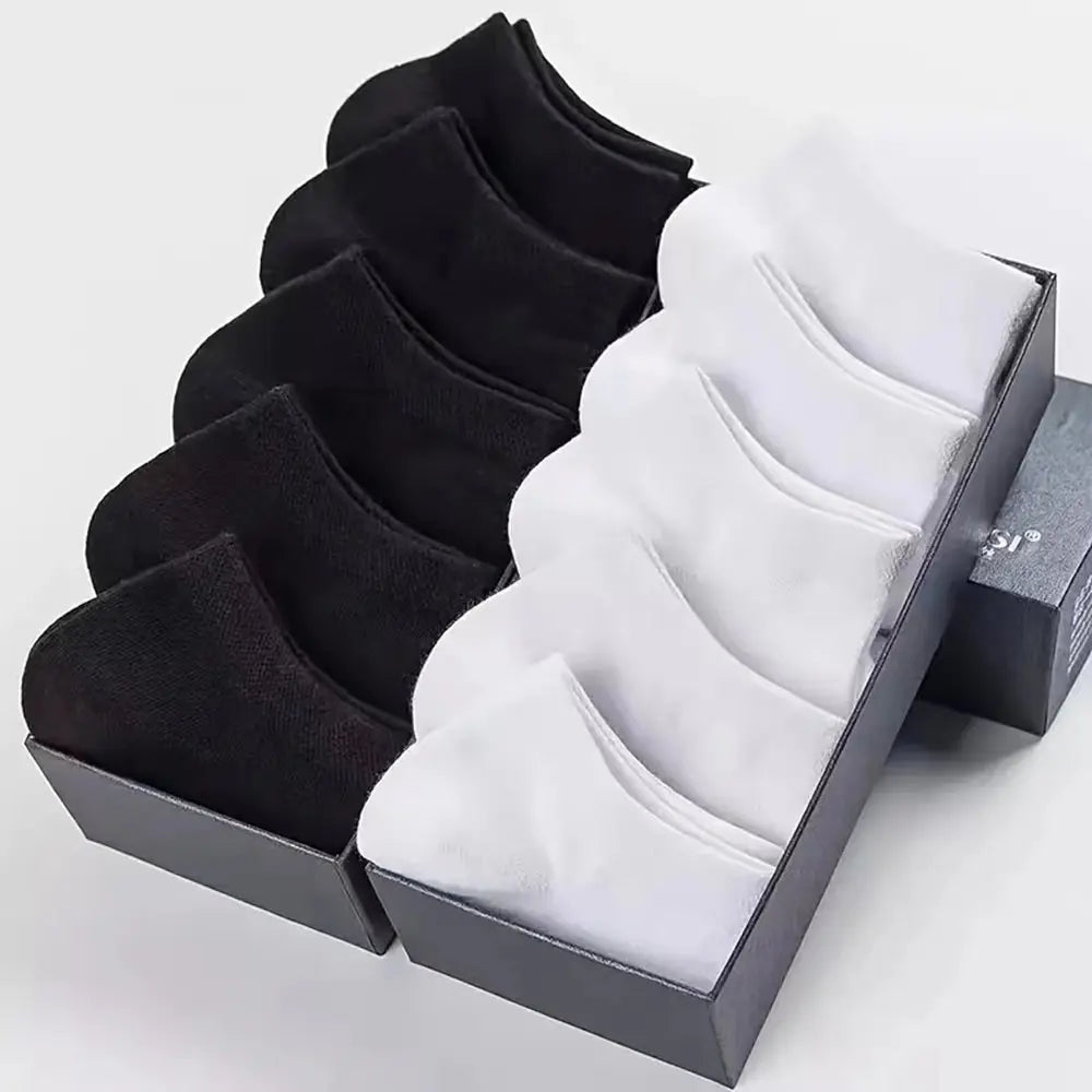 10/12/20/40 Pairs Men's Ankle Socks Solid Color Low Cut Boat Socks Non-Pilling Breathable