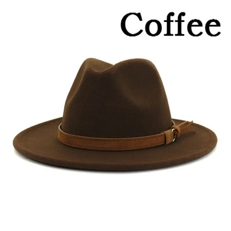 Unisex Wool Fedora Hat – British Retro Wide-Brim Jazz Hat for Men & Women (Autumn/Winter 2025 Trend)