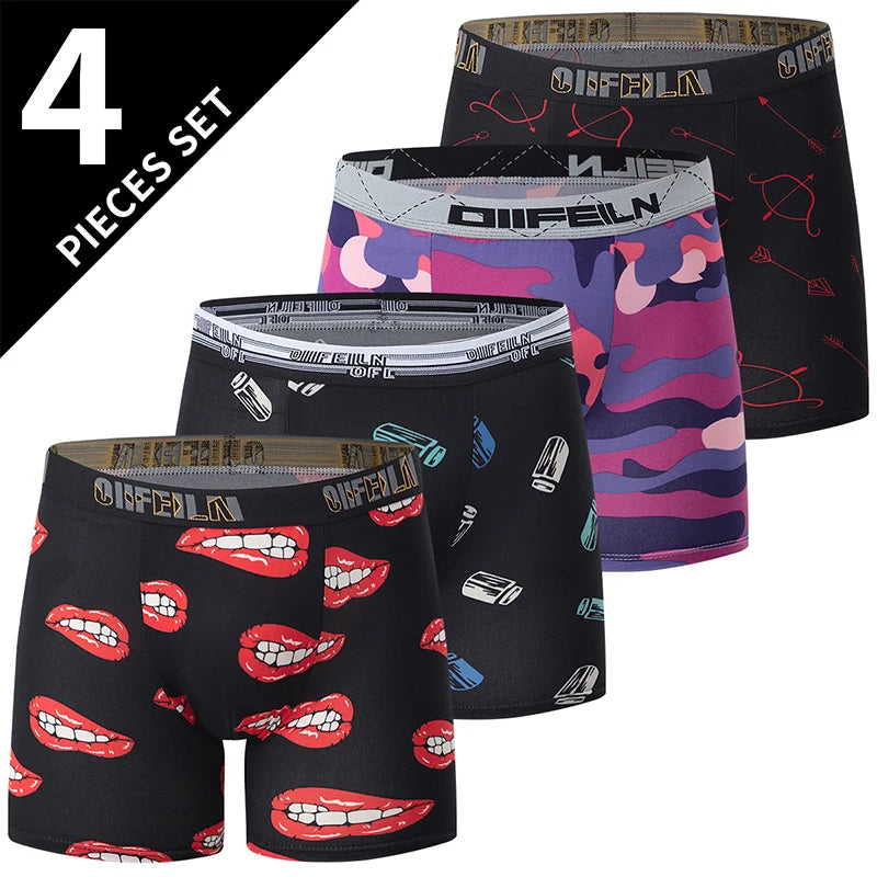 4/5/10 Pcs Fashionable Men's Long Underwear Casual Boyshort Youth Sports Shorts Comfortable Breathable Stretch Shorts Underwear