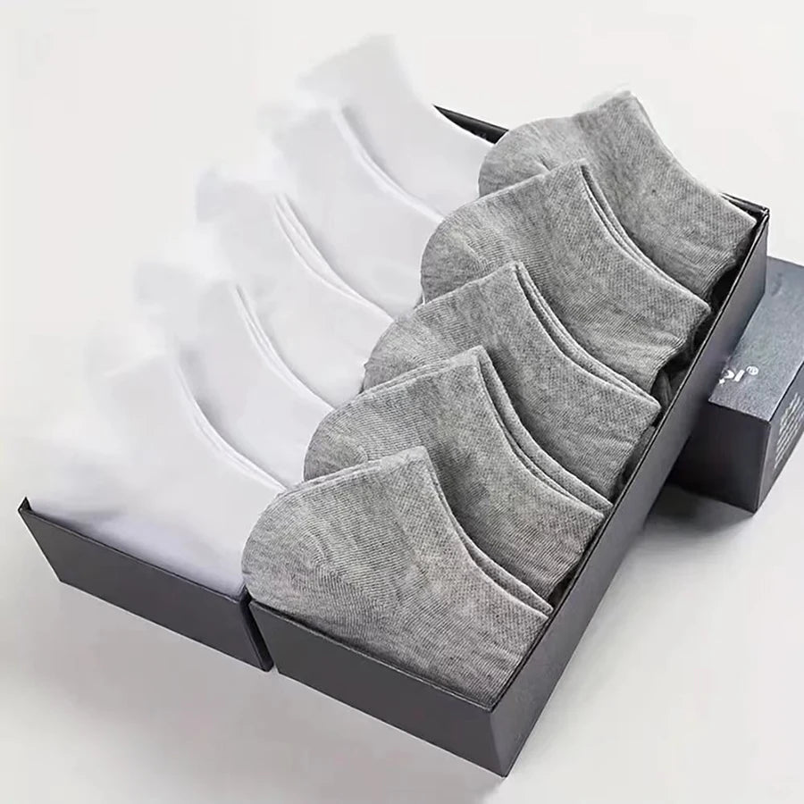 10/12/20/40 Pairs Men's Ankle Socks Solid Color Low Cut Boat Socks Non-Pilling Breathable