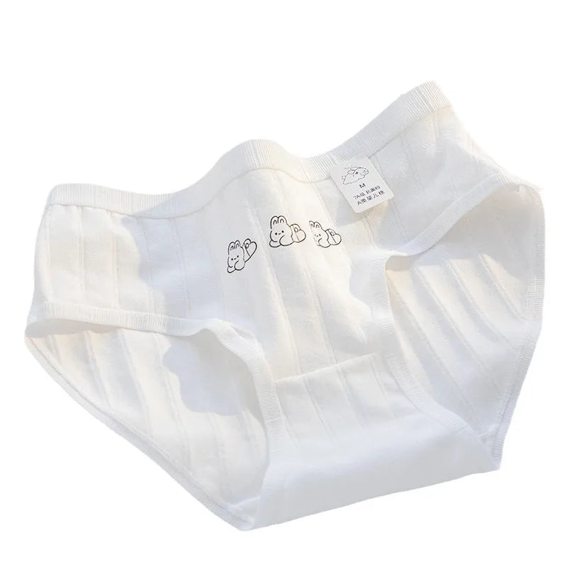 Cute Kawaii Rabbit Cartoon Print Women's Cotton Panties - Breathable Seamless Briefs Soft Comfortable Underwear