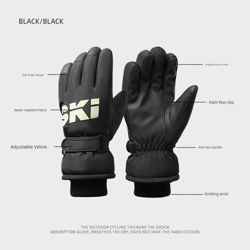 Women's Waterproof Ski Gloves - Fleece Lined Touchscreen Warm Thickened Windproof Snowboarding Snow Gloves Winter Cold Weather