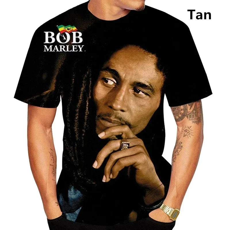 Bob Marley 3D Printed T-Shirt Men Summer 2025 Reggae Hip-Hop Tee