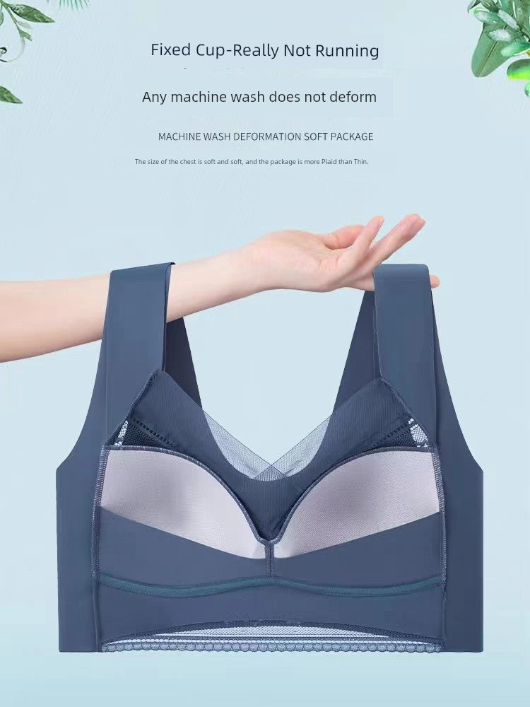 Wireless Push Up Lace Bra for Women - Seamless Beautiful Back Vest with Wide Straps No Underwire Comfort Lift