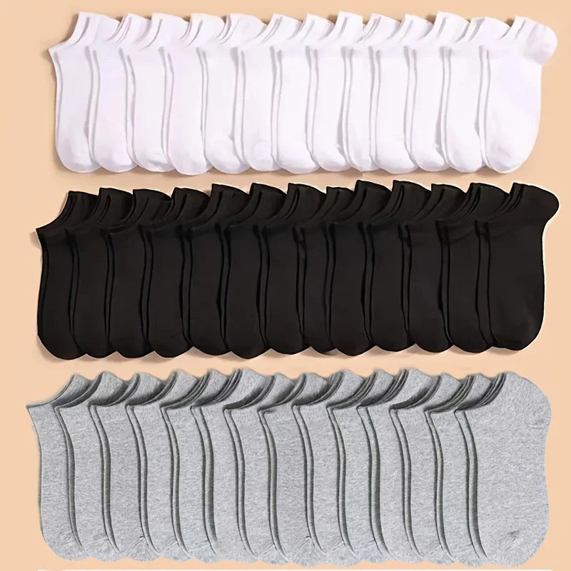 10-60 Pairs Unisex Solid Color Socks | Soft Breathable Cotton Crew Socks Bulk Pack
