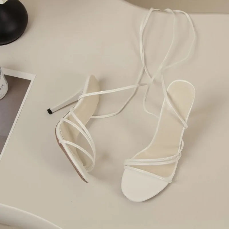 Women's Sexy Crisscross Strappy Stiletto Heels Round Toe Sandals Summer Party 2025