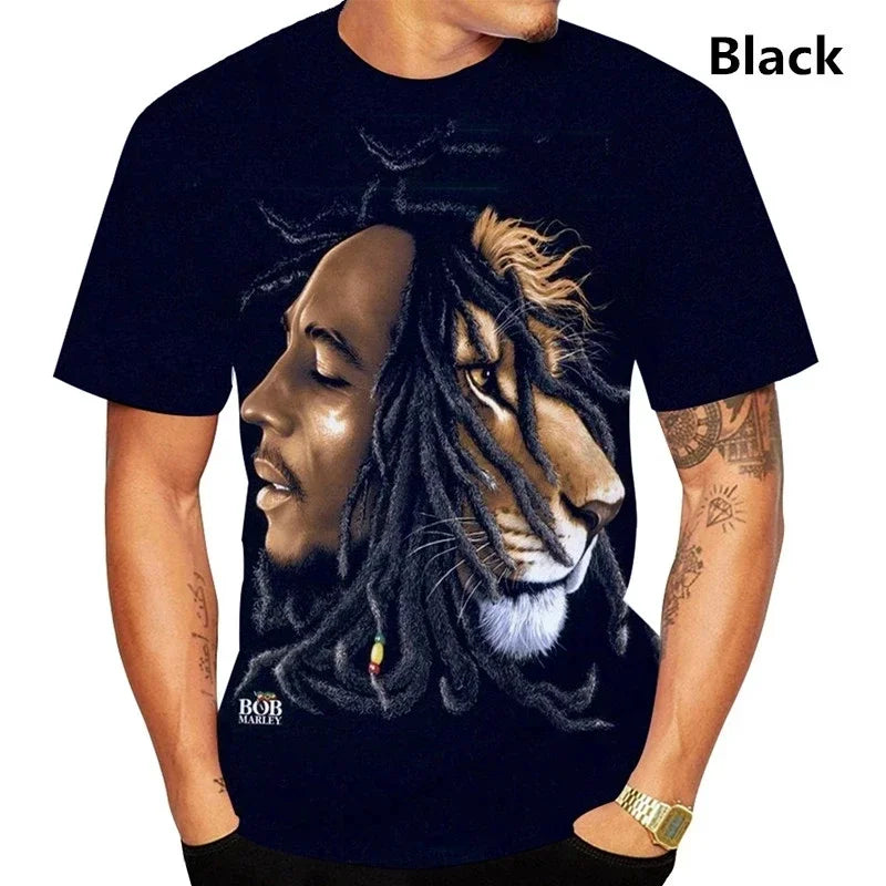 Bob Marley 3D Printed T-Shirt Men Summer 2025 Reggae Hip-Hop Tee
