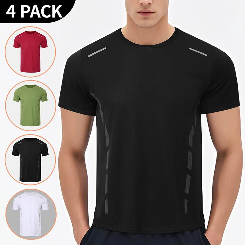 Men's Quick-Dry Short Sleeve T-Shirt – Summer Loose Fit Breathable Athletic Tee for Gym, Running & Casual Wear – 1/4 Pack