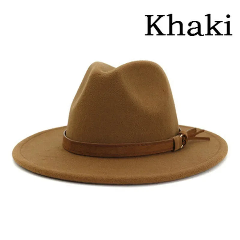 Unisex Wool Fedora Hat – British Retro Wide-Brim Jazz Hat for Men & Women (Autumn/Winter 2025 Trend)