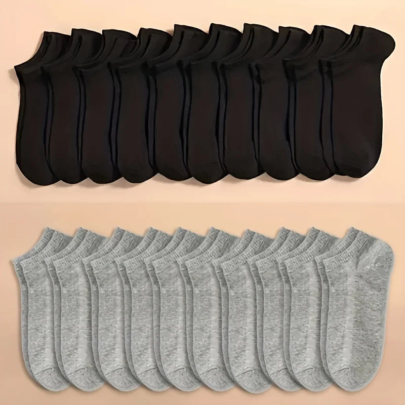 10-60 Pairs Unisex Solid Color Socks | Soft Breathable Cotton Crew Socks Bulk Pack