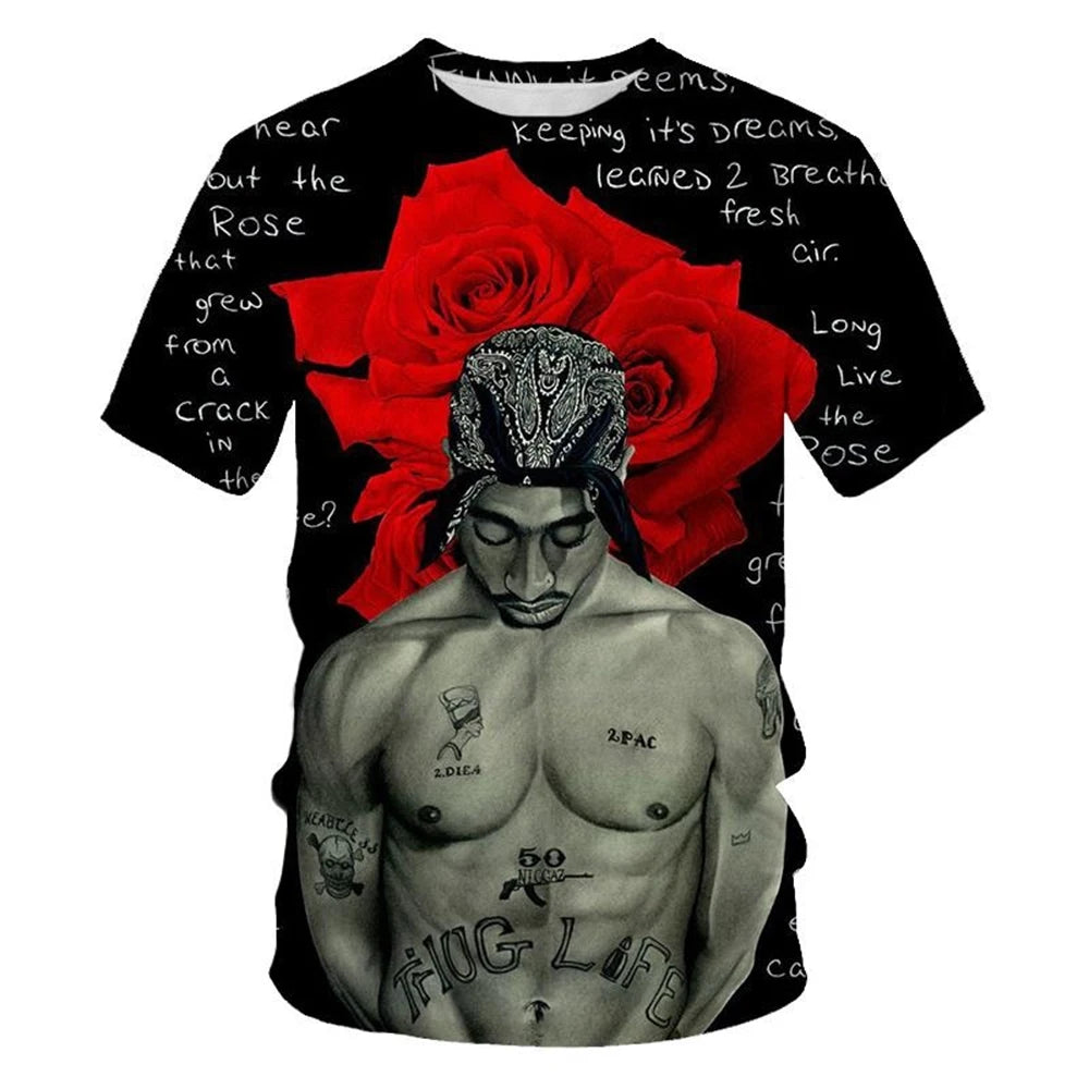 3D Printed Hip-Hop Street Rock T-Shirt Men Summer 2025 Trendy Tee