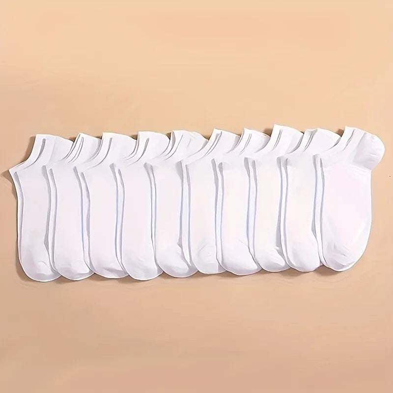 10-60 Pairs Unisex Solid Color Socks | Soft Breathable Cotton Crew Socks Bulk Pack