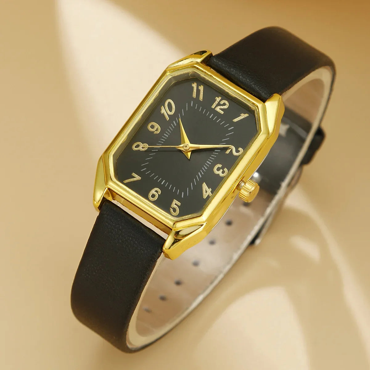 6/5/1 PCS Luxury Fashion Square Women’s Watches for Ladies Quartz Wrist Watch with Bracelet Jewelry Set Classic Minimalist Rhinestone Diamond Analog Dress Watch Relógios Feminino Gift Box