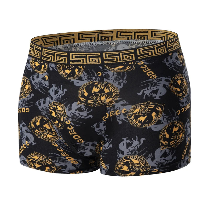 5-Pack Black Gold Men's Boxer Briefs – Quick-Dry Breathable Trendy Underwear