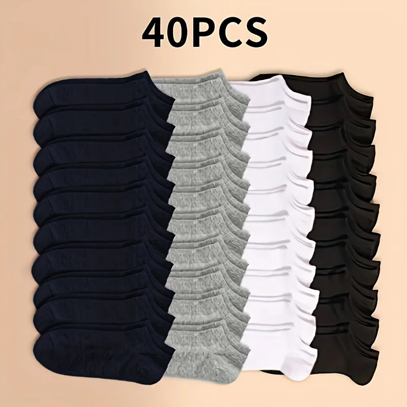 10-60 Pairs Unisex Solid Color Socks | Soft Breathable Cotton Crew Socks Bulk Pack
