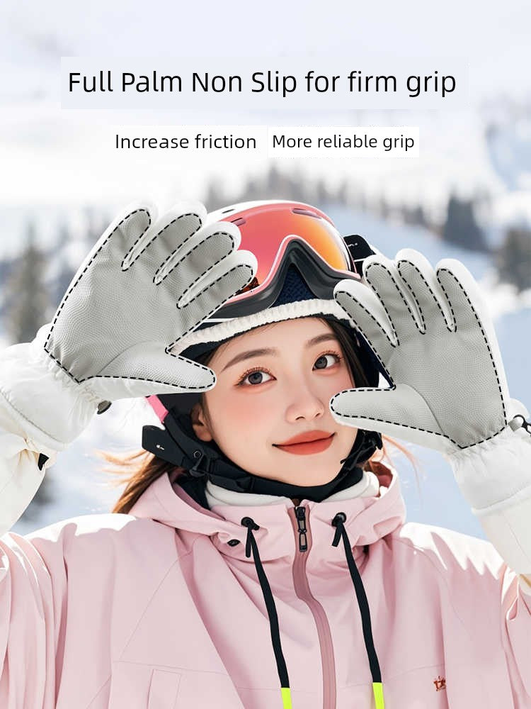 Women's Waterproof Ski Gloves - Fleece Lined Touchscreen Warm Thickened Windproof Snowboarding Snow Gloves Winter Cold Weather
