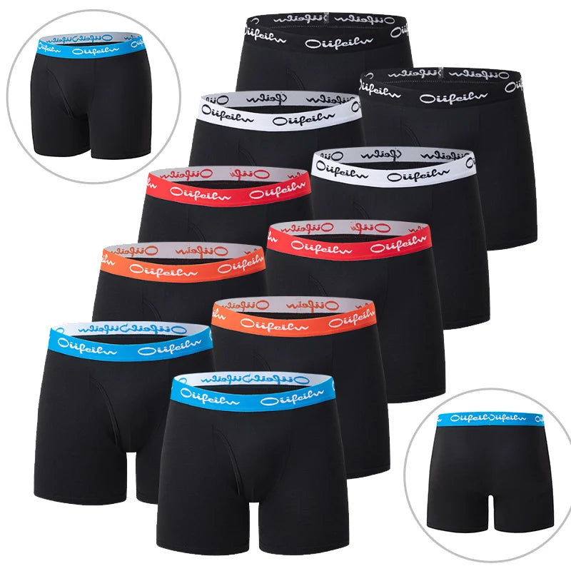4/5/10 Pcs Fashionable Men's Long Underwear Casual Boyshort Youth Sports Shorts Comfortable Breathable Stretch Shorts Underwear