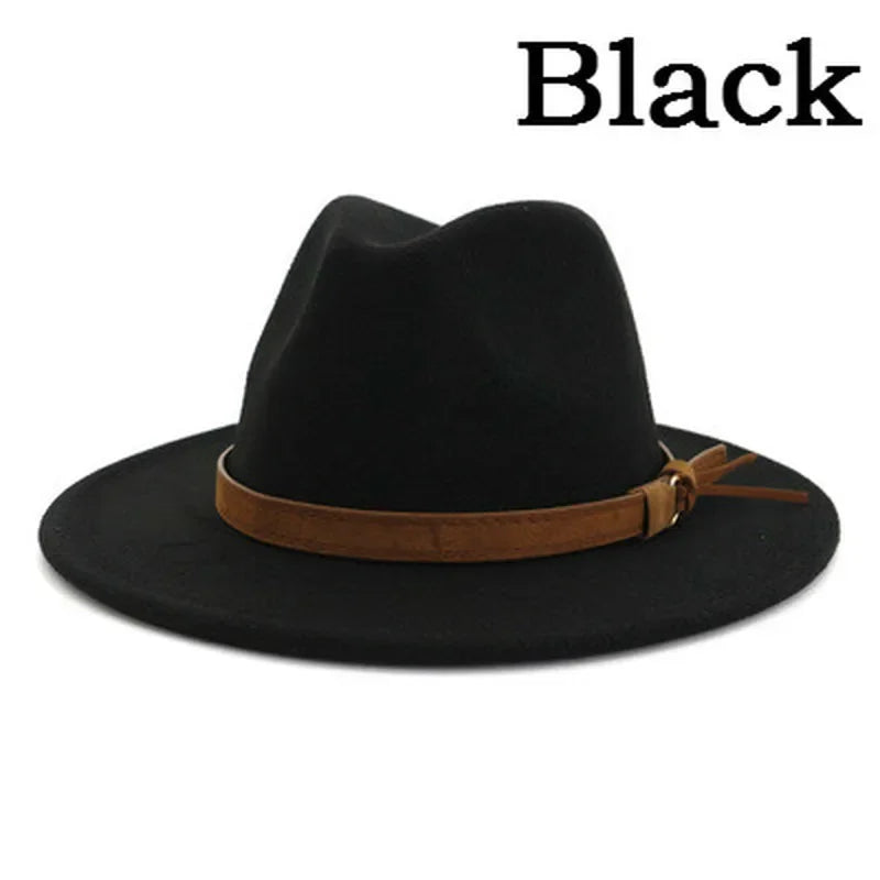 Unisex Wool Fedora Hat – British Retro Wide-Brim Jazz Hat for Men & Women (Autumn/Winter 2025 Trend)