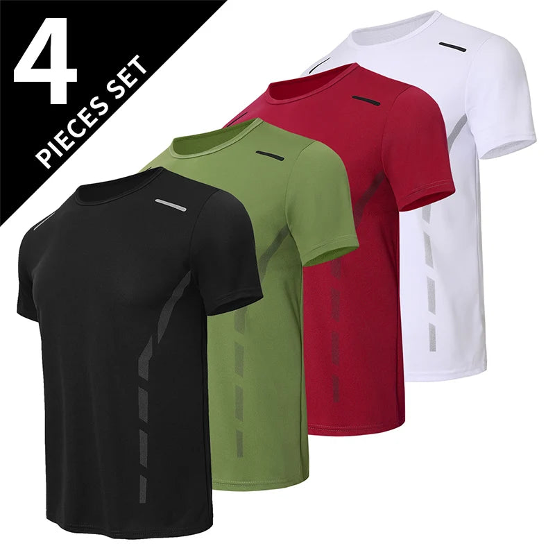 Men's Quick-Dry Short Sleeve T-Shirt – Summer Loose Fit Breathable Athletic Tee for Gym, Running & Casual Wear – 1/4 Pack