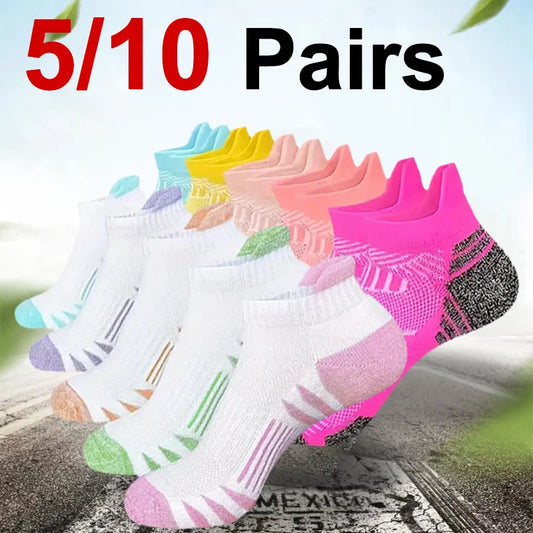 5/10 Pairs Unisex Striped Sports Socks Breathable Sweat-Absorbing Running Basketball Crew